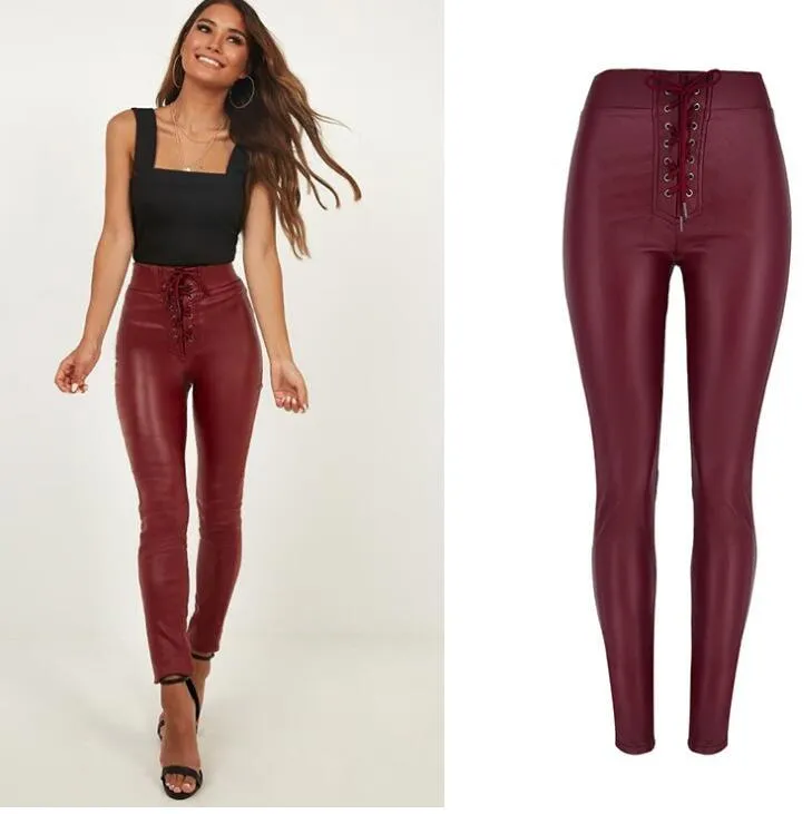 Sexy Hip Push-Up PU Leather Skinny Pencil Pants for Women - Stretchy and Form-Fitting Design