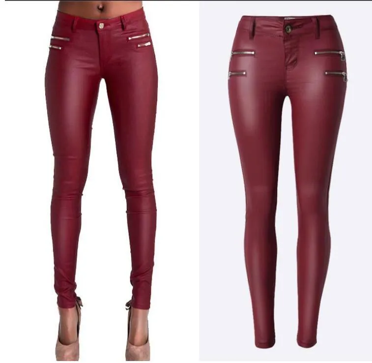 Sexy Hip Push-Up PU Leather Skinny Pencil Pants for Women - Stretchy and Form-Fitting Design