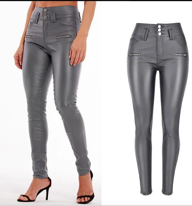 Sexy Hip Push-Up PU Leather Skinny Pencil Pants for Women - Stretchy and Form-Fitting Design