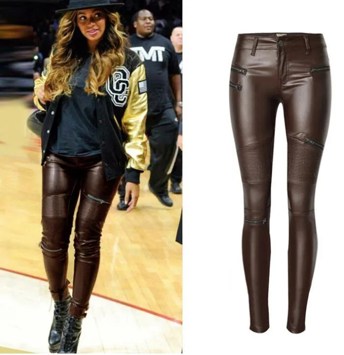 Sexy Hip Push-Up PU Leather Skinny Pencil Pants for Women - Stretchy and Form-Fitting Design