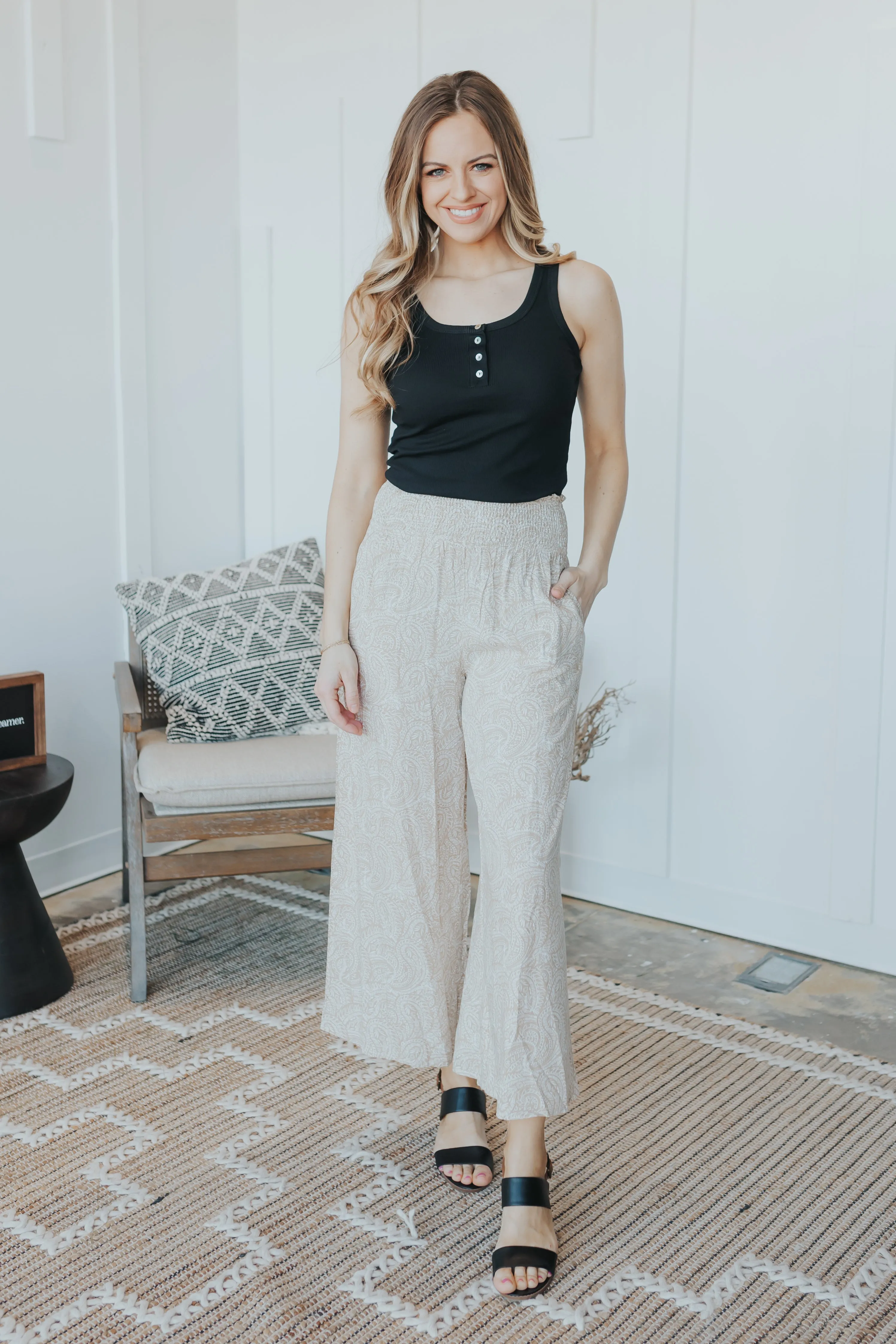 Smocked Waist Boho Pants