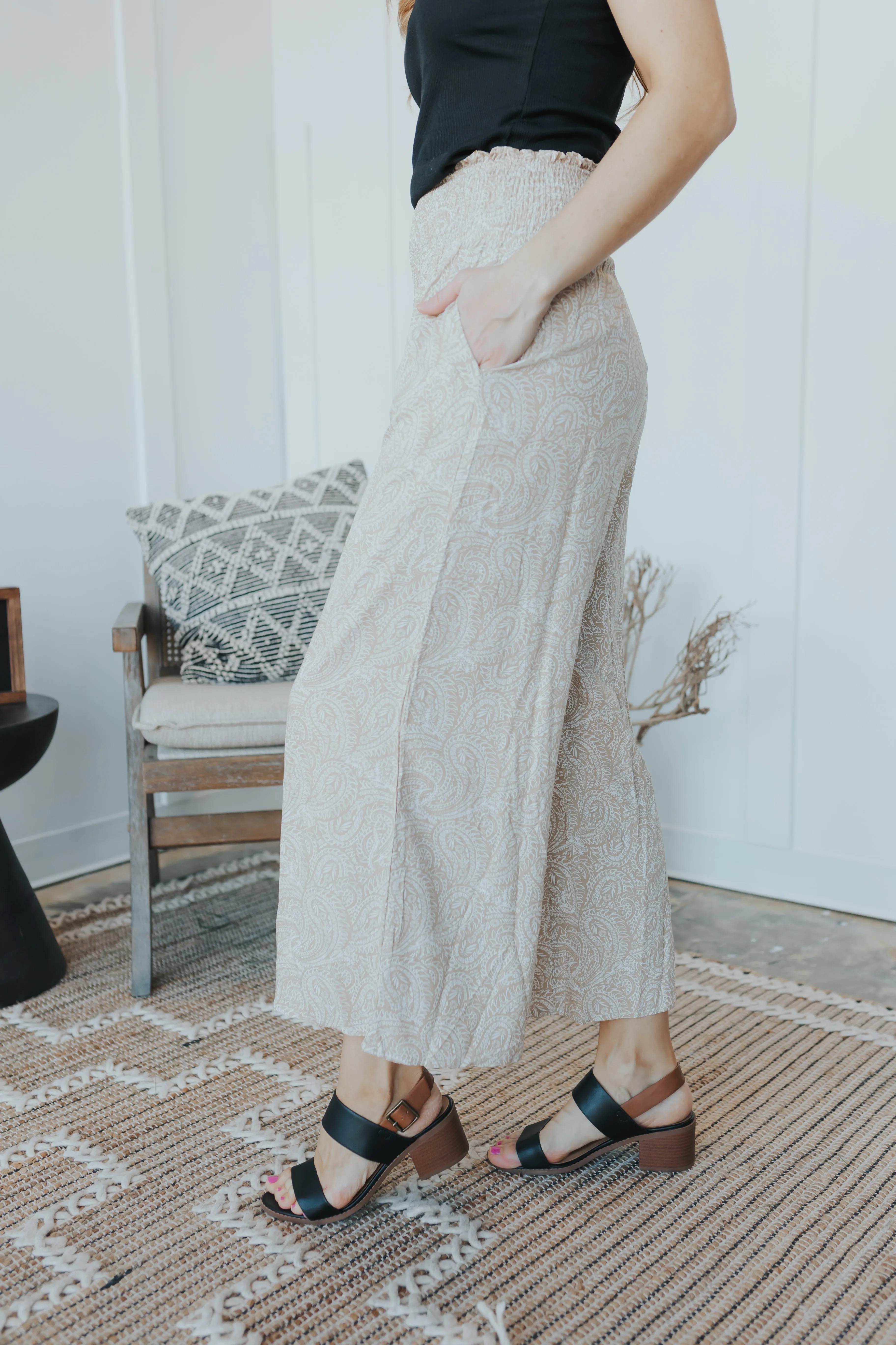 Smocked Waist Boho Pants