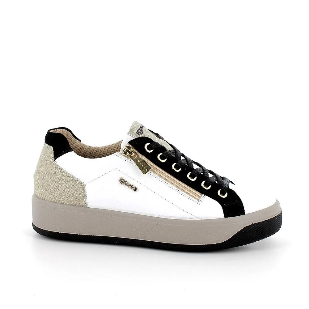 SNEAKERS IGI&CO DONNA IN PELLE BIANCO - NERO 4668866