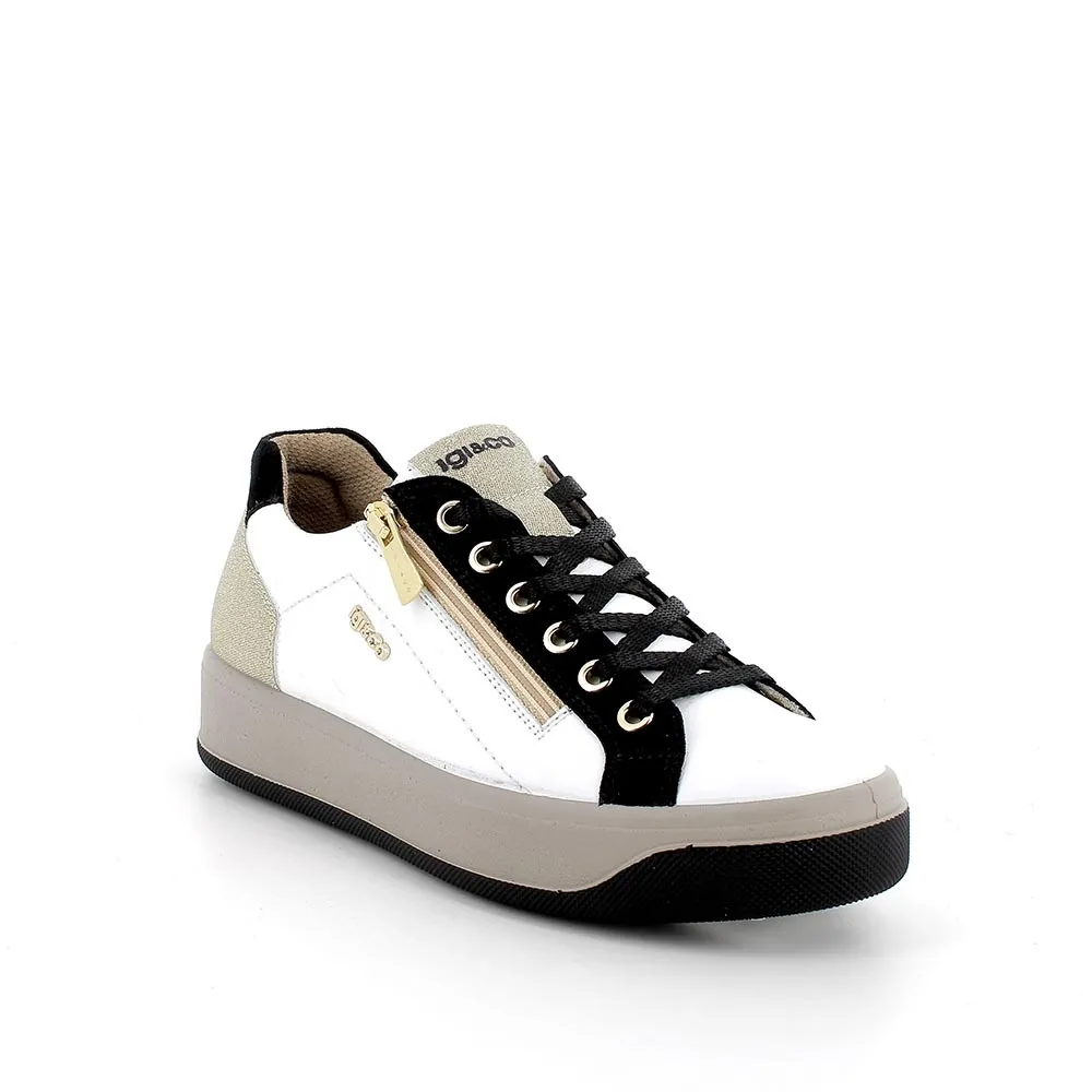 SNEAKERS IGI&CO DONNA IN PELLE BIANCO - NERO 4668866