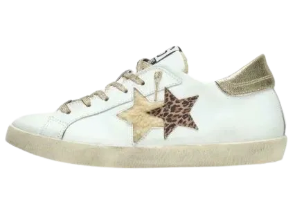 Sneakers Low Pelle Bianco/Leopardo 2Star