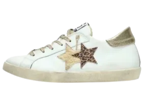 Sneakers Low Pelle Bianco/Leopardo 2Star