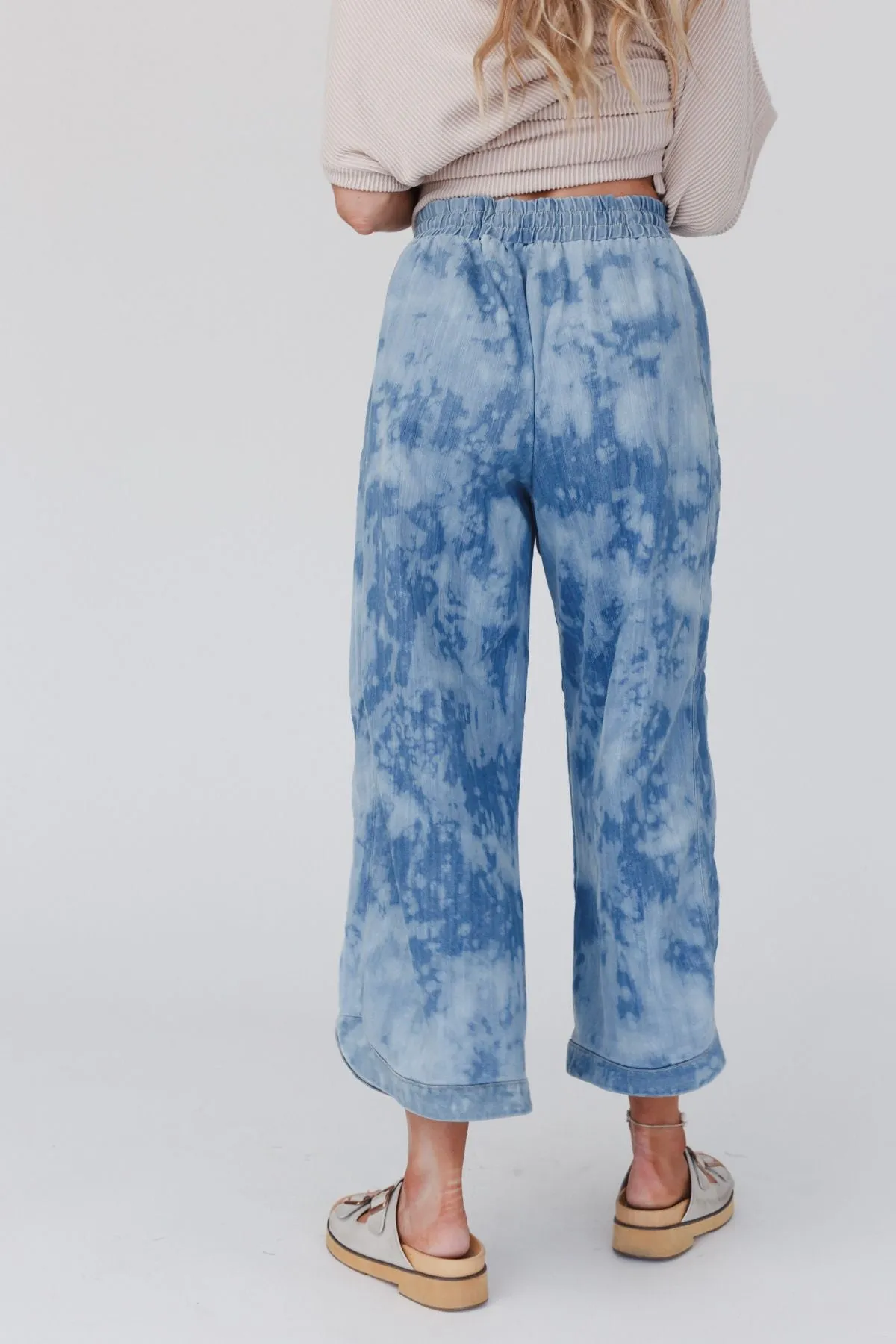 So Comfy Wide Leg Denim Pant - Bleach Dye Denim