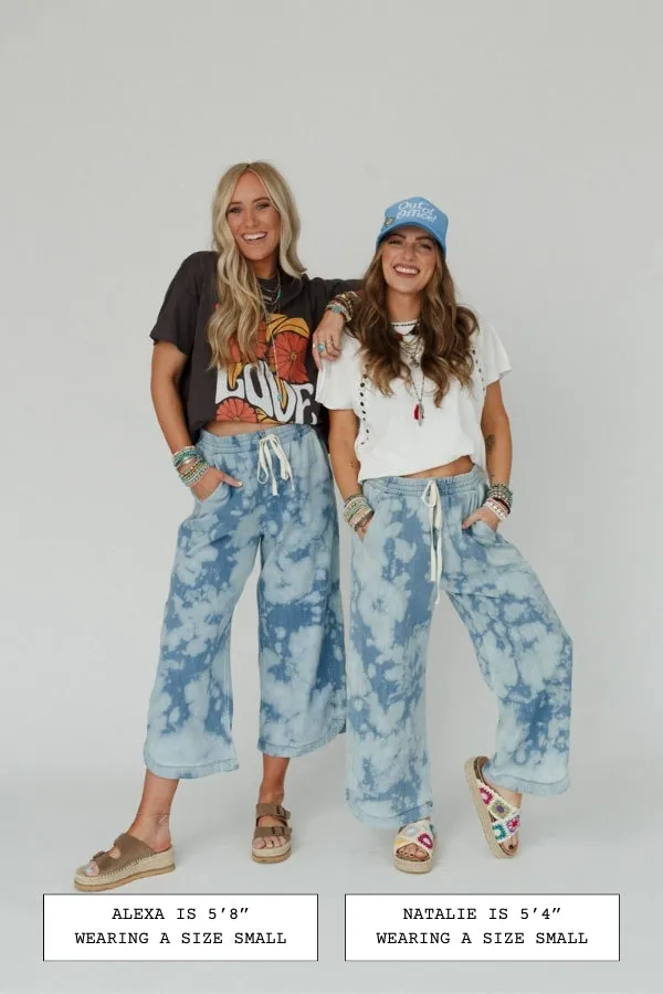 So Comfy Wide Leg Denim Pant - Bleach Dye Denim