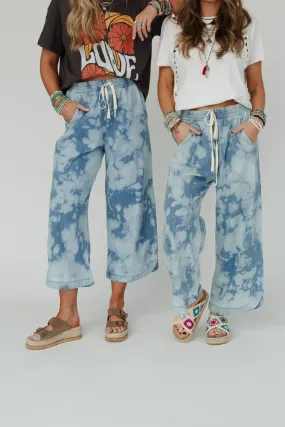 So Comfy Wide Leg Denim Pant - Bleach Dye Denim