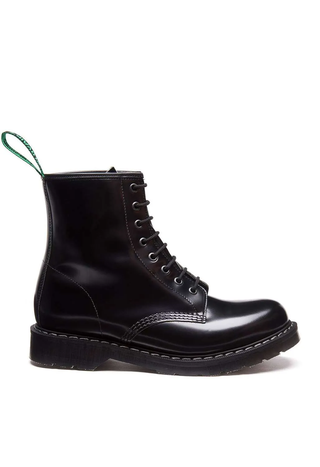 Solovair - Black Hi-Shine 8 Eye Derby Boot | Dark Ages