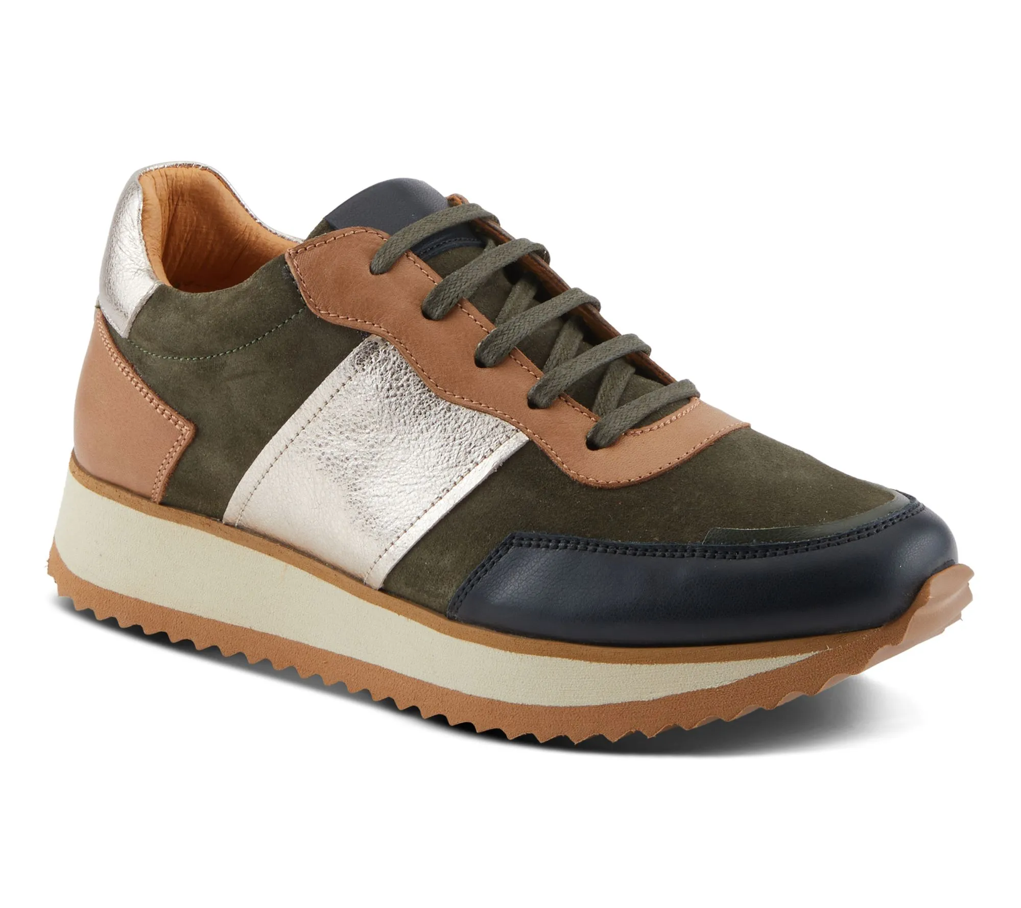 Spring Step Leather and Suede Sneakers - Compter