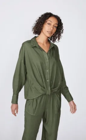 Stateside Long Sleeve Front Twist Shirt in Rainforest