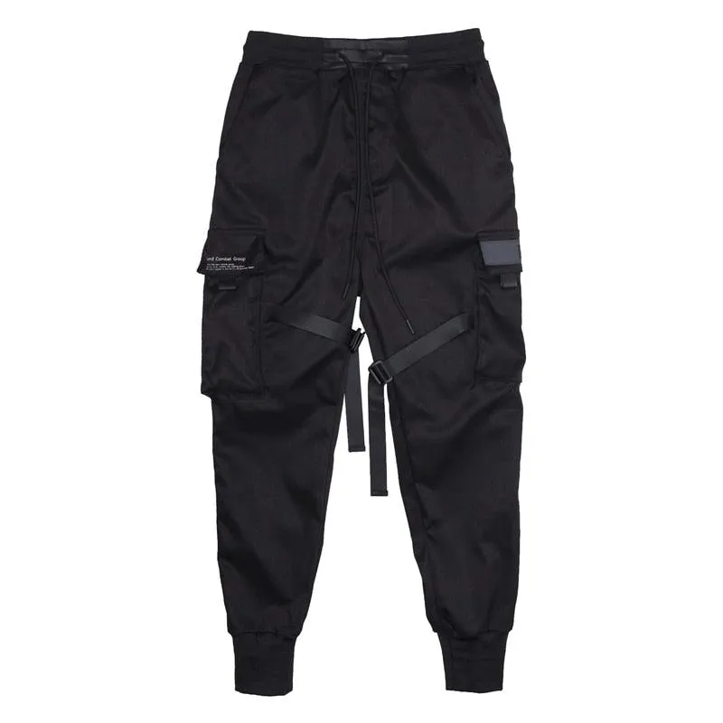 Techwear Tactical Cargo Pants with Ribbon Detailing