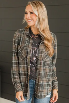 Thread & Supply Free Falling Plaid Shirt Jacket- Charcoal