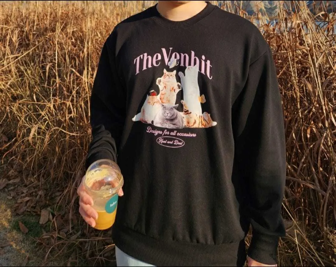 VENHIT  |Street Style Long Sleeves Oversized Logo