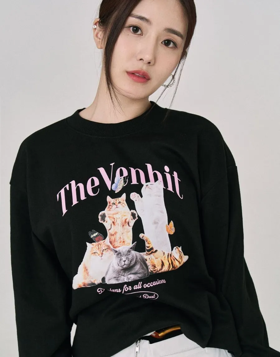 VENHIT  |Street Style Long Sleeves Oversized Logo