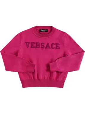 Versace   Embroidered logo cotton sweater 