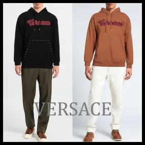 VERSACE  |Unisex Wool Street Style Long Sleeves Plain Cotton Logo