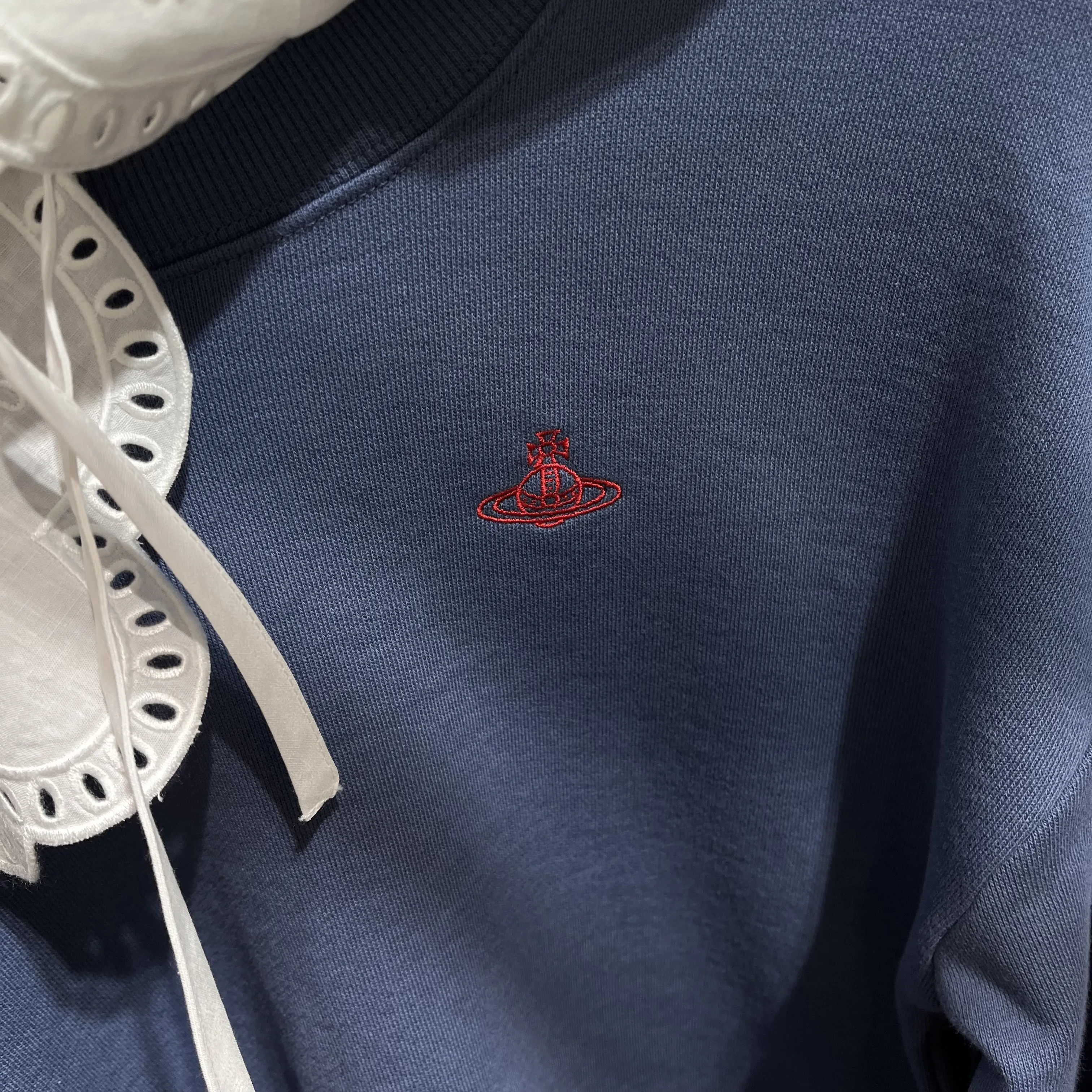 Vivienne Westwood  |Crew Neck Plain Cotton Lace Puff Sleeves Logo