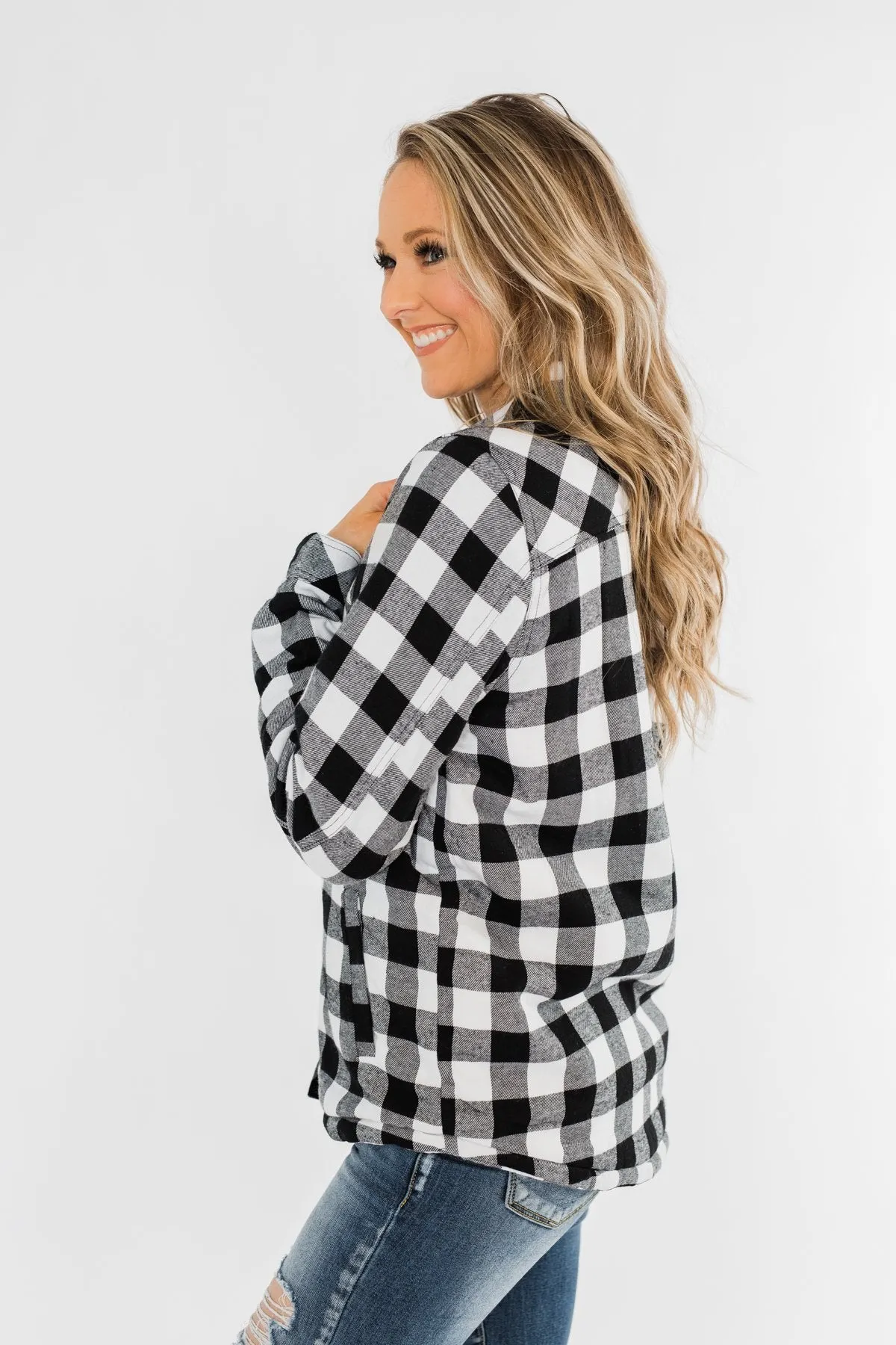 Warm Me Up Button Up Jacket- Black & White