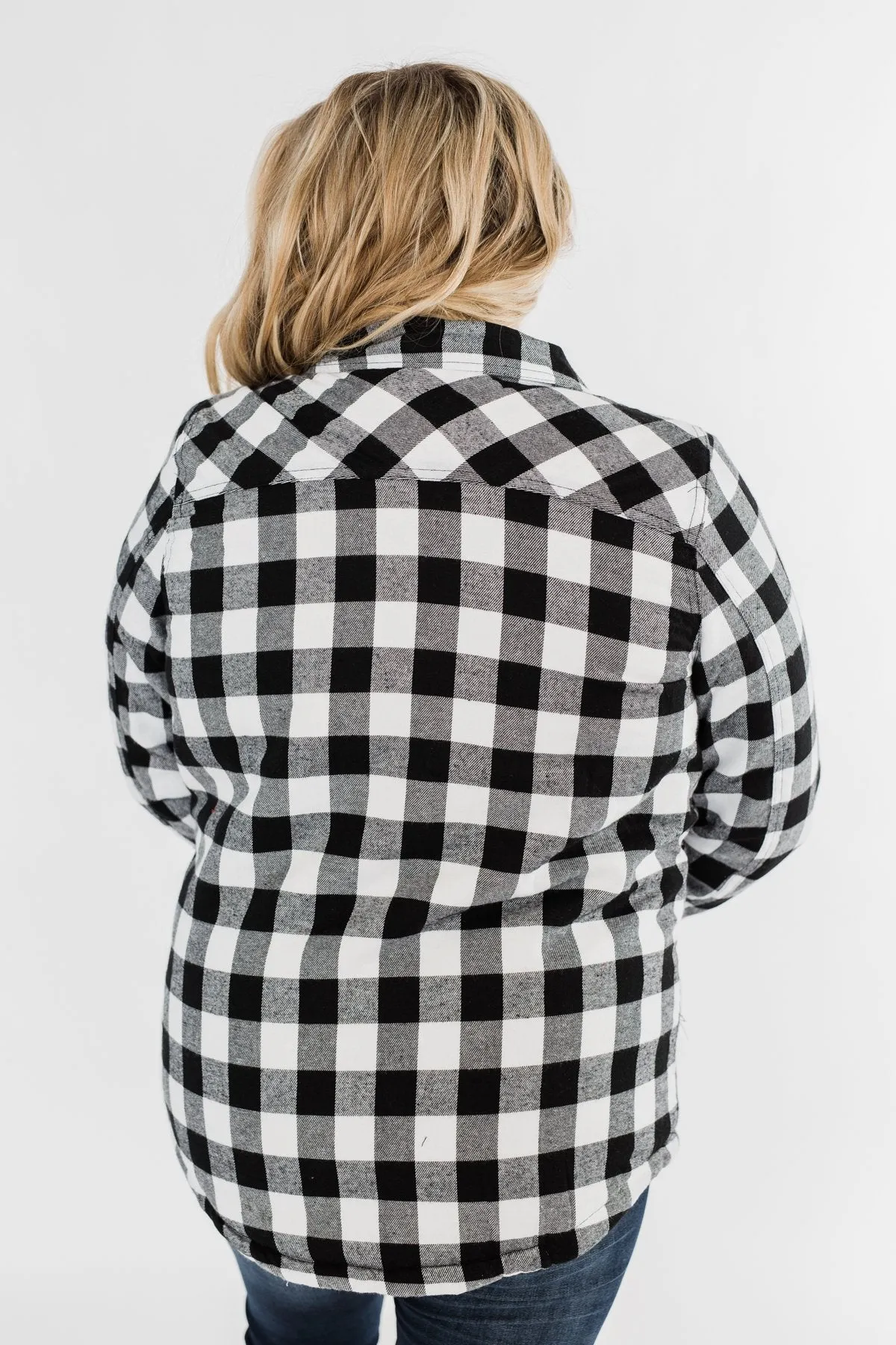 Warm Me Up Button Up Jacket- Black & White