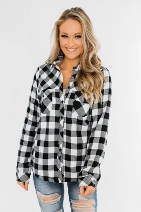 Warm Me Up Button Up Jacket- Black & White