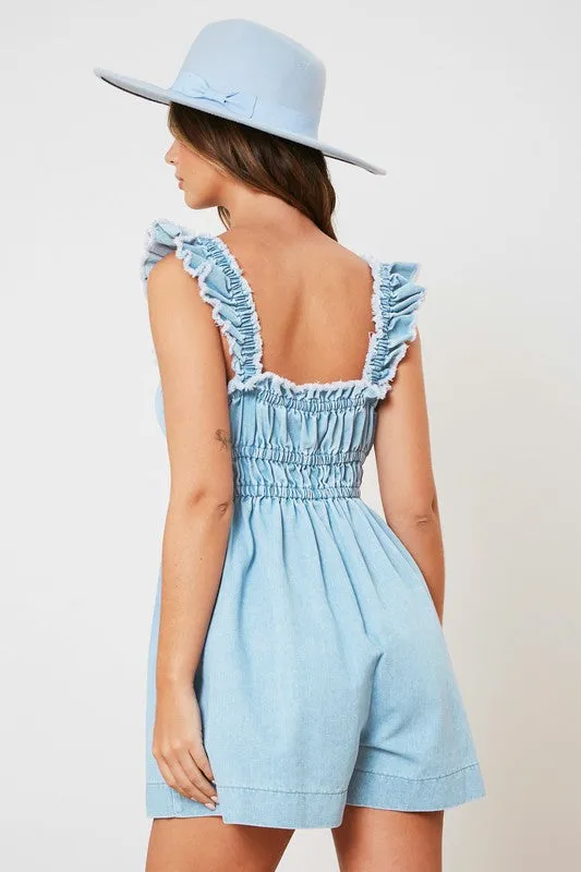 Washed Denim Romper