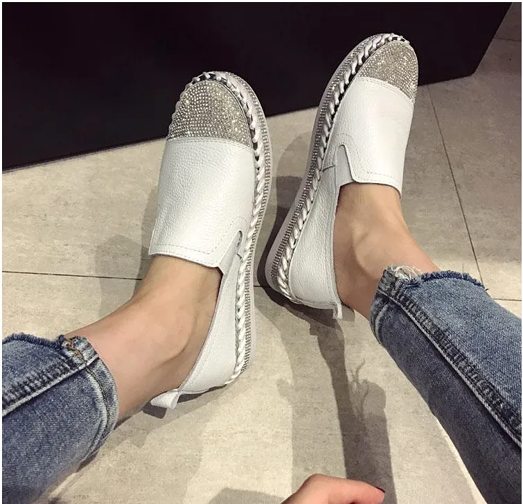 Women Genuine Leather Creepers Flats