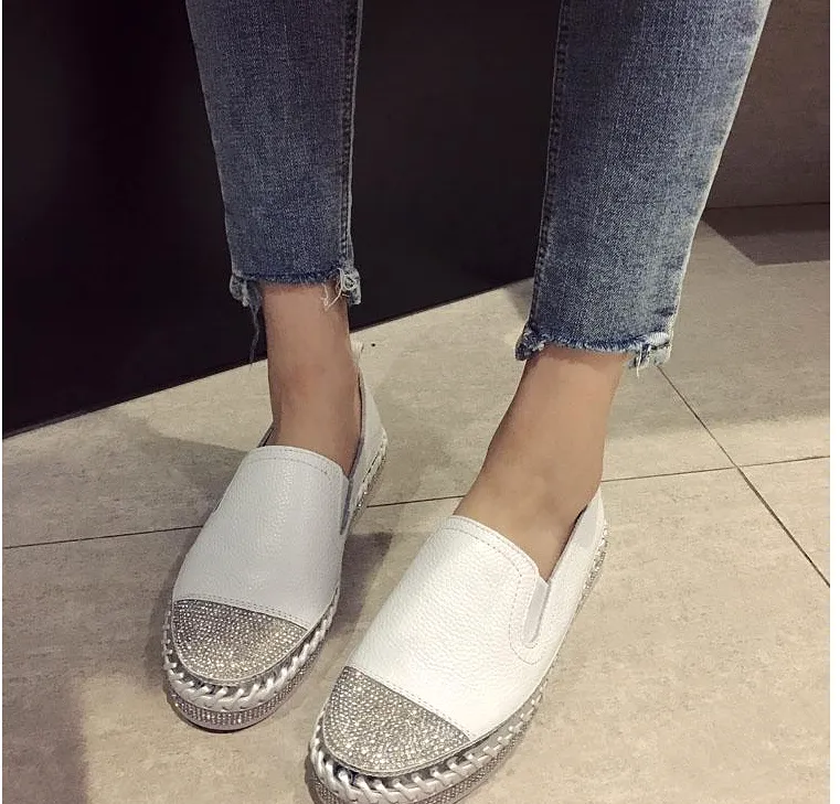 Women Genuine Leather Creepers Flats