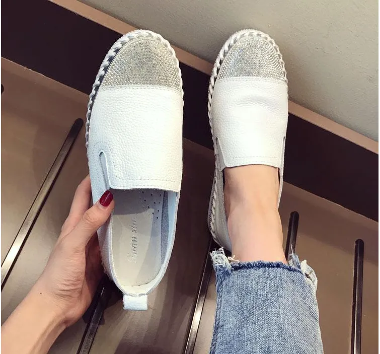 Women Genuine Leather Creepers Flats