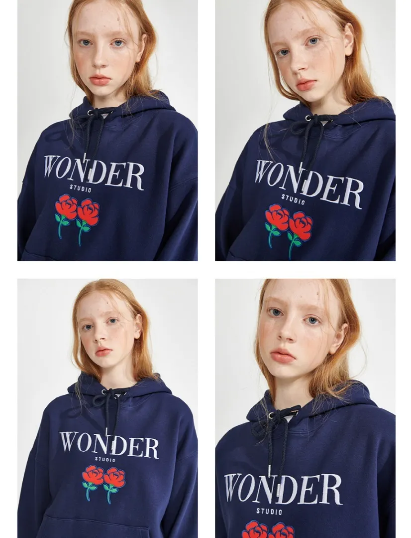 WONDER VISITOR  |Unisex Street Style Logo Hoodies & Sweatshirts