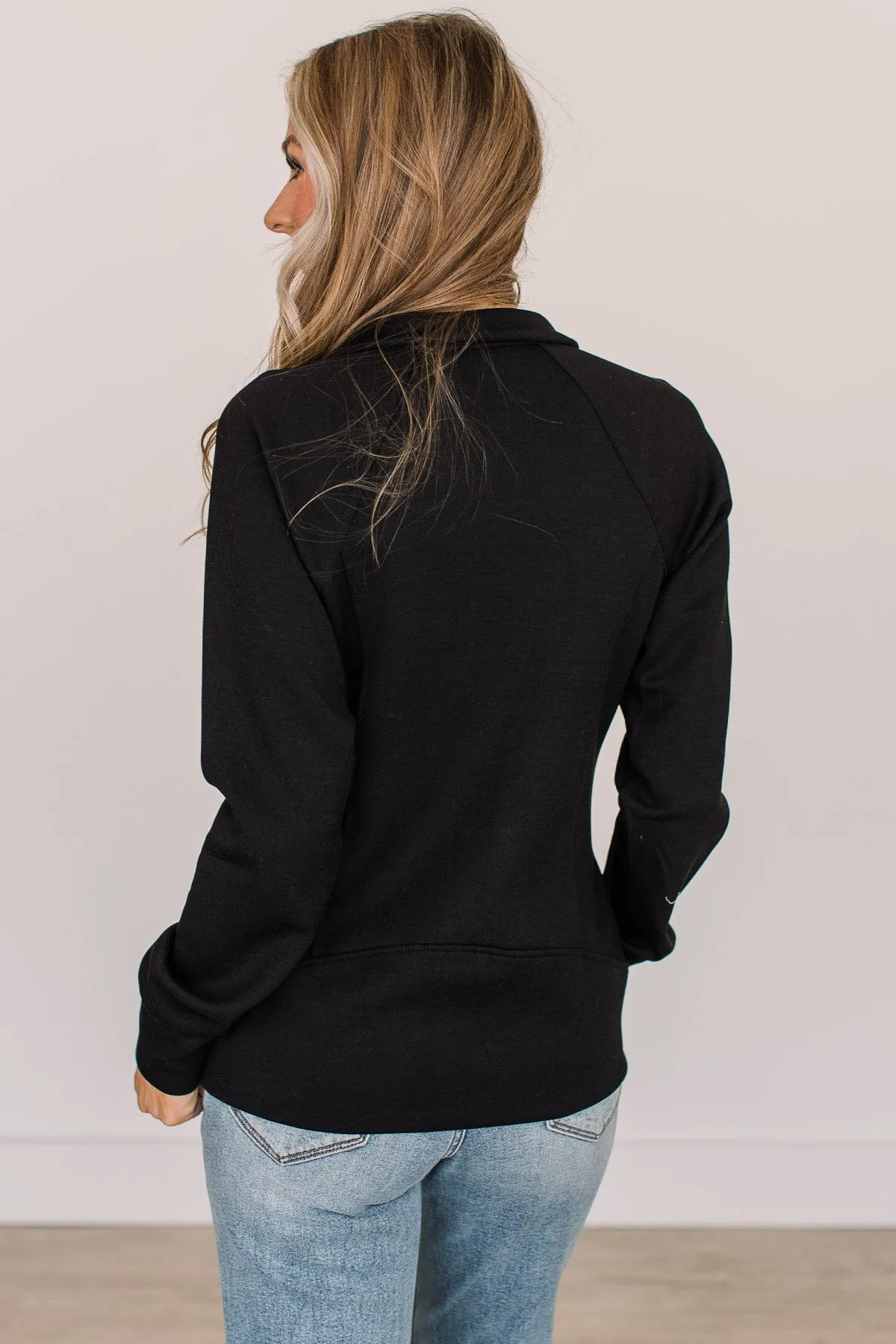 Work In Progress Zip Up Athleisure Jacket- Black