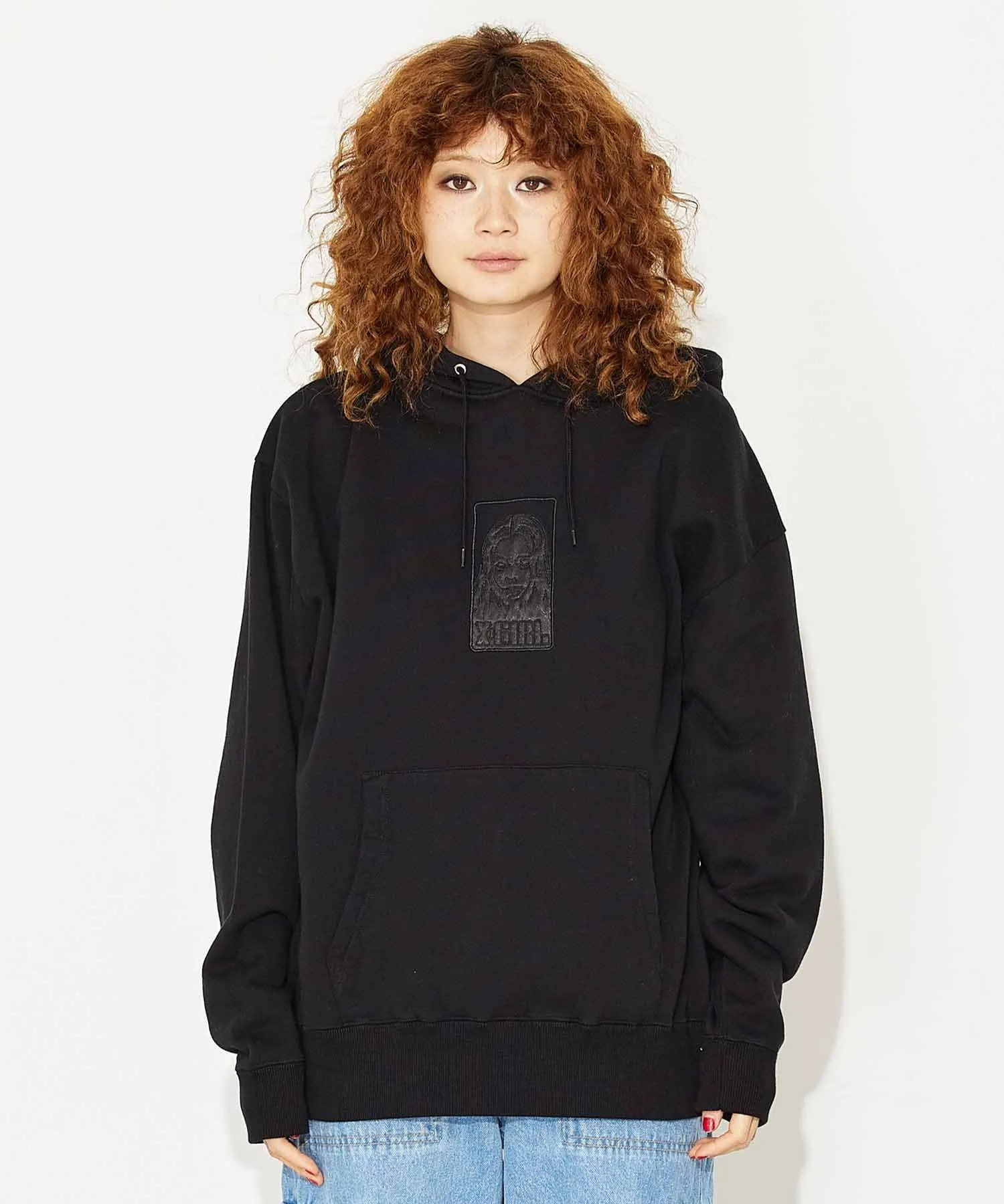 X-girl  |Sweat Street Style Long Sleeves Plain Cotton Logo