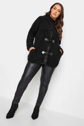 YOURS LUXURY Curve Black Faux Fur Toggle Jacket